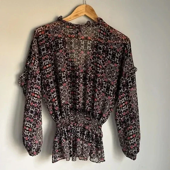 Misa Los Angeles black floral vera ruffle blouse - Picture 3 of 12